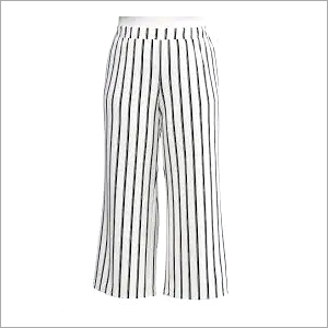 Ladies Stripe Palazzo - Rayon, L/XL/XXL Size, White and Black | Anti-Wrinkle, Breathable, Washable, Non-Toxic
