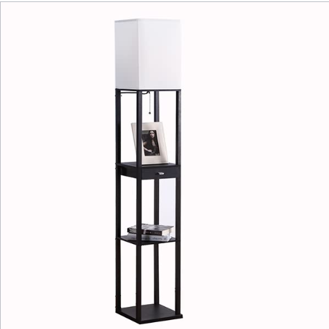 Black Floor Lamp, Floor Lamp With Shelf | Goodly Light-Gl-Flws004