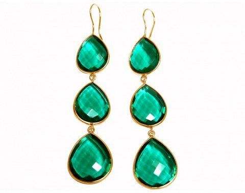 Pear Emerald Gemstone Earrings