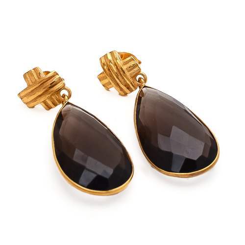 Pear Smoky Topaz Hydro Gemstone Earrings