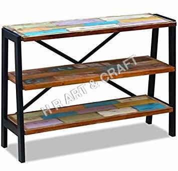 Handmade Classic Reclaimed Wood Side Table With 03 Layer