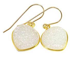 Pear White Druzy Gemstone Earrings