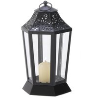 Standing Metal And Glass Lantern Candle Holder