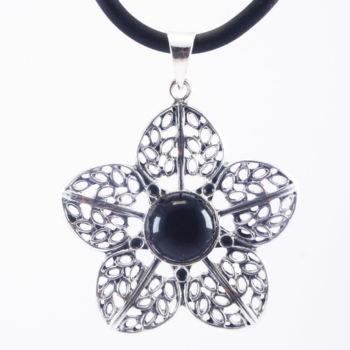 Gemstone Pendant - Sterling Silver & Black Onyx Stone, 1.82x1.41 Inch | For Women & Children, Perfect for Anniversaries, Engagements, Gifts, Weddings