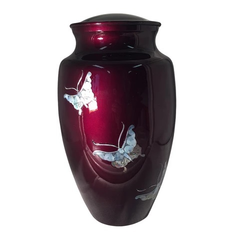 MOTHER OF PEARL BUTTERFLY CREMATION URN