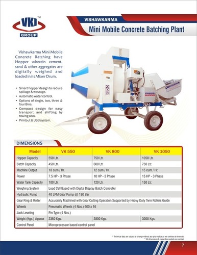 Mini मोबाइल Concrete Batching Plant Vkrm800
