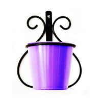 Powder Coated Wall Mount Metal Planter Stand With Round Bucket Planter