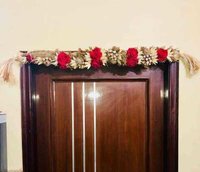 Decorative Toran - Handmade Sola Flowers & Dried Herbs | Red & Golden Color, Customized Floral Design, Weight 200-1500 Grams