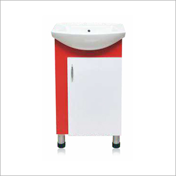 Water Proof Bathroom Plain Vanity - PVC Material, Floor Mounted Installation , Includes Ceramic Basin, Classy Red and White Finish, Artistic Design for Optimal Storage