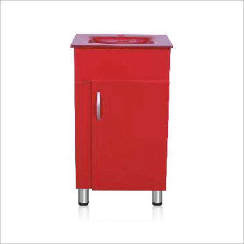 PVC Red Bathroom Vanity - Floor Mounted, Ceramic Basin, Modern Red Design, Fine Finish