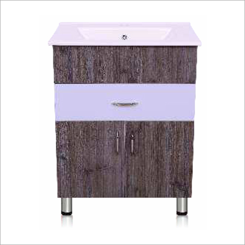 Single Bathroom Plain Vanity - PVC Material, Floor Mounted Design, Includes Ceramic Basin, Customizable Colors, Fine Finish