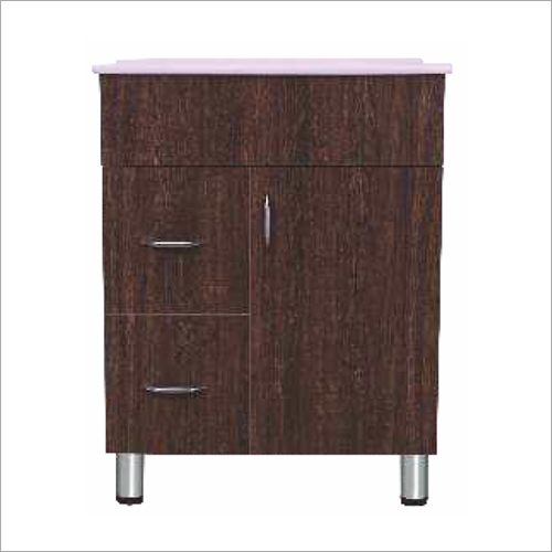 Brown Ceramic Floor Standing Bathroom Vanity - Modern Design, Fine Finish, PVC Material, Includes Basin