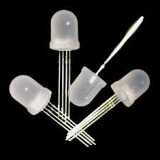 Diffused RGB Common Anode LED - 10mm Diameter Red: 623 nm Green: 523 nm Blue: 467 nm | Forward Voltage: 1.8-2.2V (Red) 3.0-3.4V (Green/Blue) 50-Degree Viewing Angle