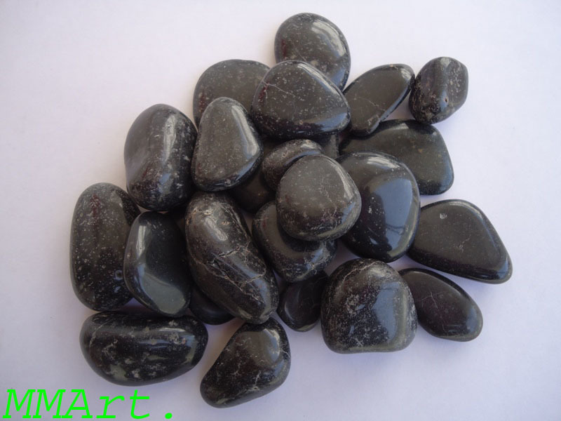 Jet Black Pebbles Round Stone