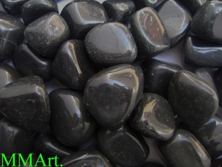 Jet Black Pebbles Round Stone