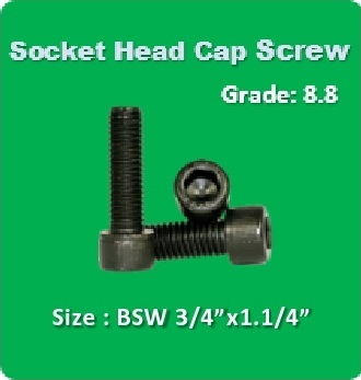 Socket Head Cap Screw - Alloy Steel 3/4x1.1/4 Inch | Grade 8.8, Silver Grey, Length 5mm to 400mm, Plated Finish