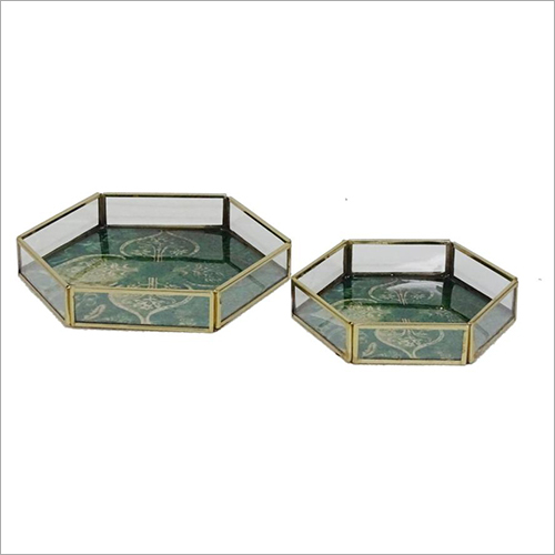 Hexagonal Glass Tray - Glass Material, Elegant Hexagonal Shape | Ideal for Household Use in Various Designs and Sizes