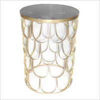 Multicolor Cosmos Round Brass Stool