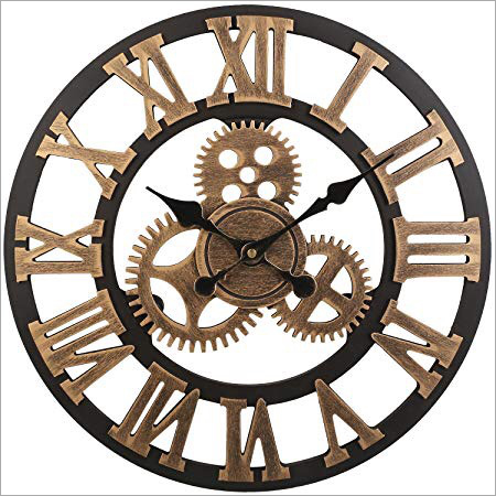 Antique Wall Clock - Customizable Size, Polished Finish | Elegant Round Shape, Durable Black and Brown Design