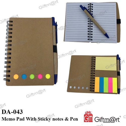 Memo Pad With Sticky Notes & Pen Size: 14 X 11 Cm