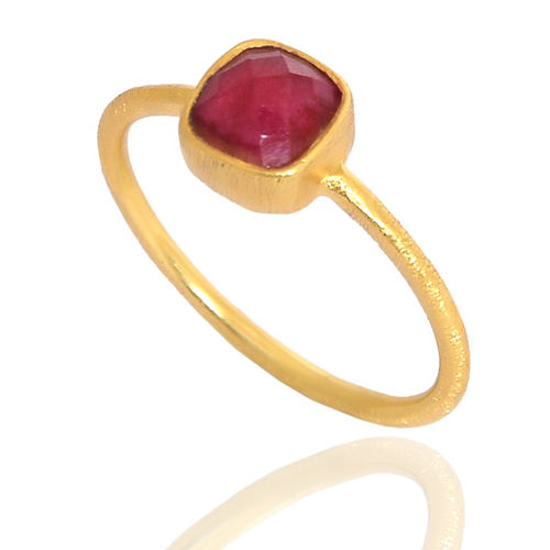 Cushion Ruby  925 Silver Matting Ring