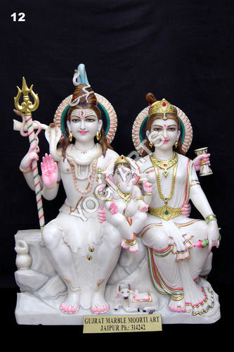 Painting Marble God Shiva Parvati Statue