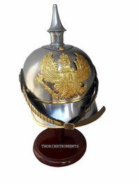 Thor Instruments.co German 19th Centuries Helmet - Pickelhaube - In Steel W/ Brass Trim Chrome