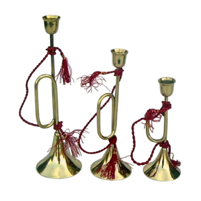 Solid Brass Candle Holders, Trumpet