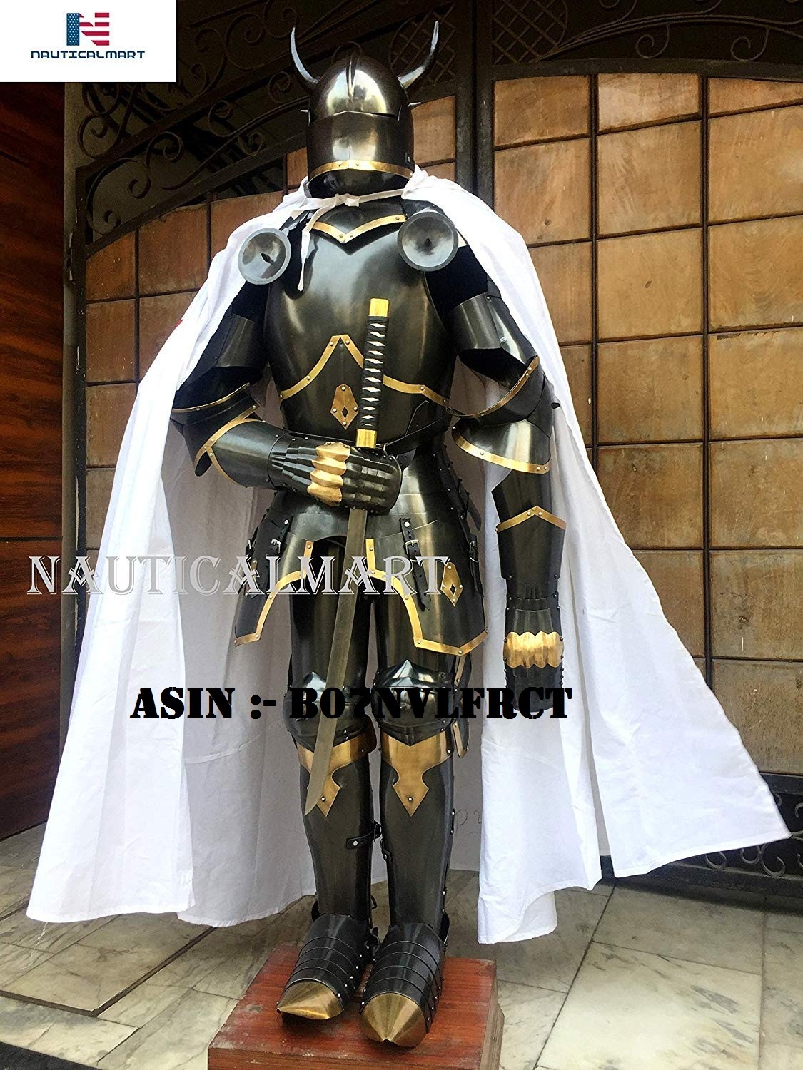 NauticalMart Medieval Knight Gothic Full Suit of Armor Horns 15th Century Body Armour