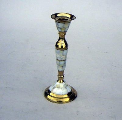 Candle Holder - Brass, Medium Size | Golden & White, Hand-Built, Round Shape, Ideal for Home Decoration, Events, and Gifting