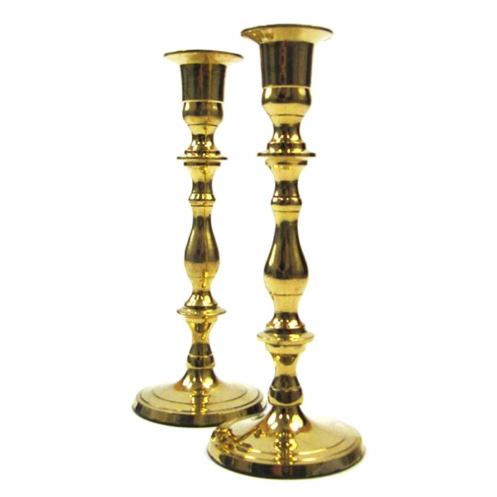 Solid Brass Candle Holder Pair