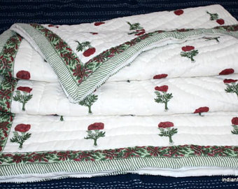 Hand Block printed  machine razai