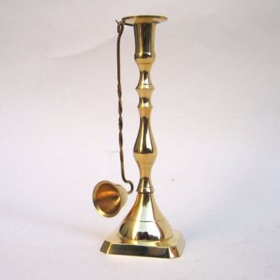Candle Holder with Snuffer - Square Medium Size, Golden Color | Handcrafted Elegance for Modern and Classical Home Decoration
