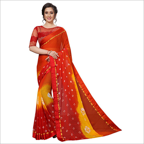 Available In Different Colors Ladies Cotton Bandhani Saree