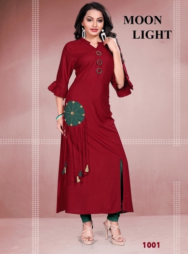 Available In 6 Colours Ladies Kurti Moon Light For Red Colors