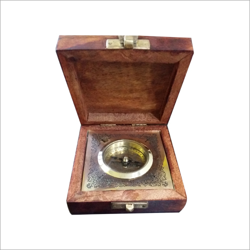 Wooden Box Brass Compass