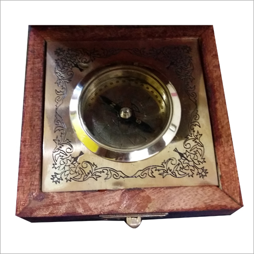 Wooden Box Brass Compass