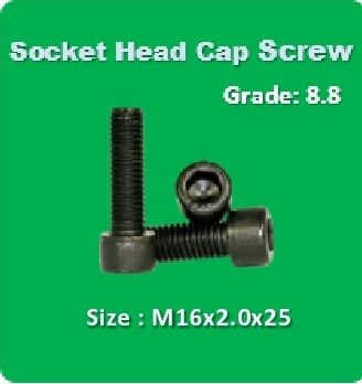 Socket Head Cap Screw M16x2.0x25 - Alloy Steel, 25mm Length, Grade 8.8 | Hex Drive, High Strength, Corrosion Resistant, Precise Fit