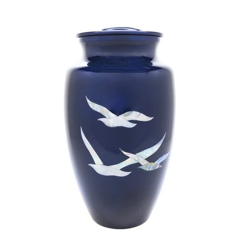 MOTHER OF PEARL GOING HOME DOVES CREMATION URN