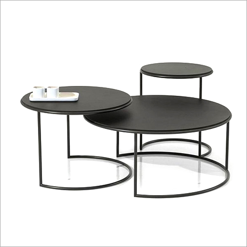 Modern Oval Metal Coffee End Table Set Reclaimed