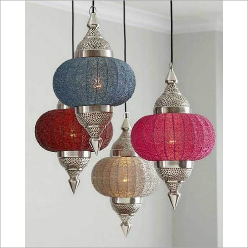 Moroccan Pendant Light Multicolor Fixture Light - Metal, Fabric, Variable Dimensions, Red | Ambient Lighting, Stylish Design, Energy Efficient, Easy Installation