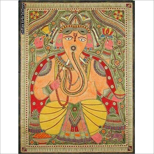 Black Handmade Painted Ganesh Painting