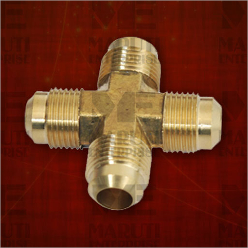 Golden Brass Flare 4 Way Fitting