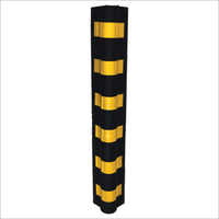 Road Round Shape Corner Guards - Ms, 1000 Mm Length, 75x75 Mm Width, 25 Mm Thickness | Black & Yellow Color, Reflective Tape, Good Quality, Manual Function