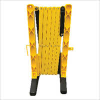 Safety Expandable Barrier - Ms Material, 3.5 Meter Length, 920mm Height, Yellow & Black Color | Manual Operation, Rubber Base, Road Safety Signal