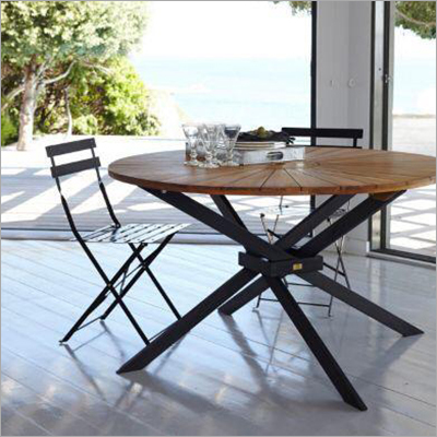 Iron Base Wooden Coffee Table