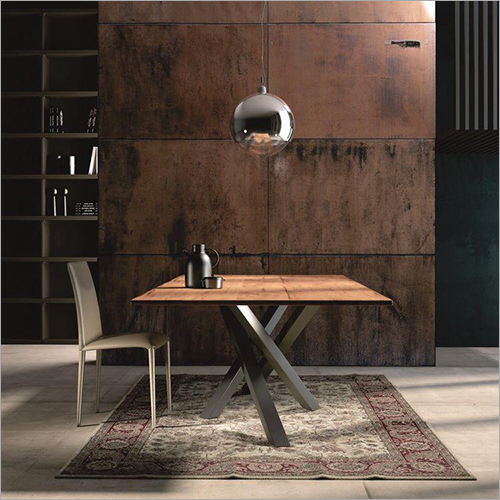 Iron Base Wooden Dining Table