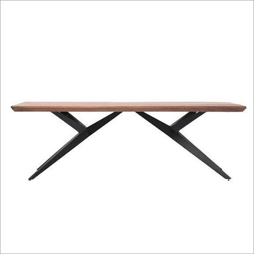 Iron Base Plain Wooden Dining Table