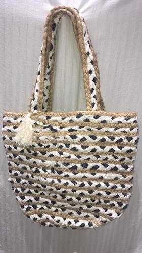 Handcrafted Jute Braided Bags With Hosiery Chindi