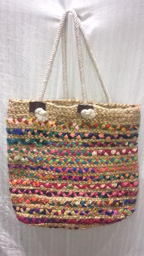 Handcrafted Jute And Chindi Braided Bags